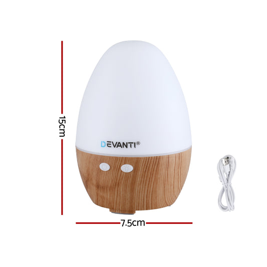 Devanti Ultrasonic Aroma Diffuser Aromatherapy 130ml LED Lights Iron Humidifier Forest-1