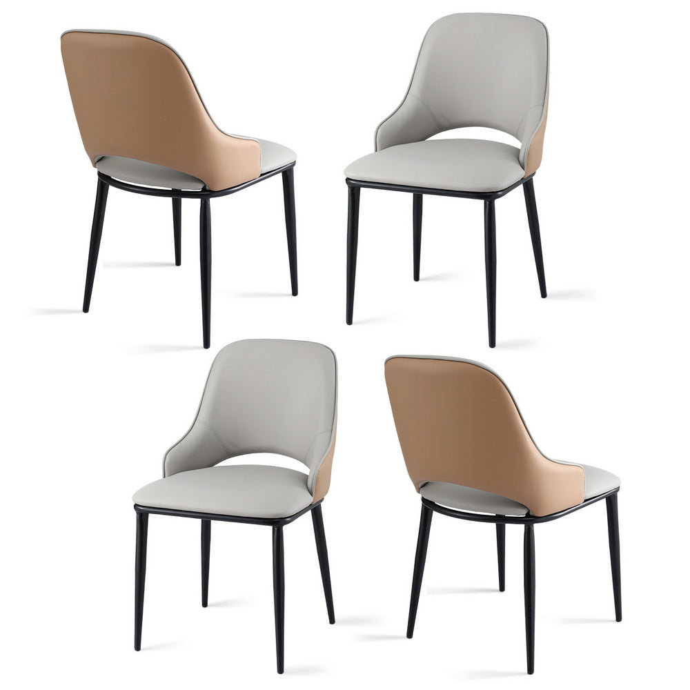 Artiss 4x Dining Chairs Retro PU Leather Kitchen Lounge Cafe Accent Chair Brown