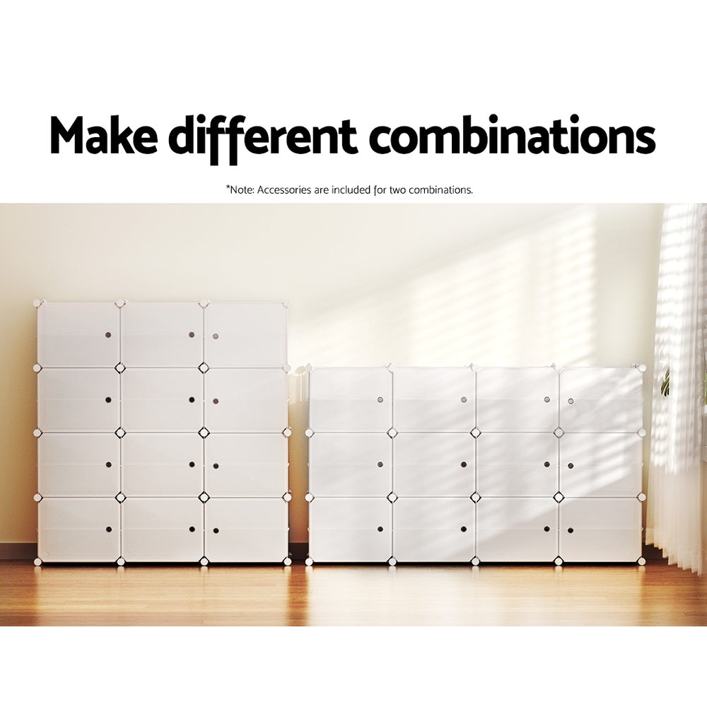 Artiss Shoe Rack DIY 12 Storage Cube Stackable White-7