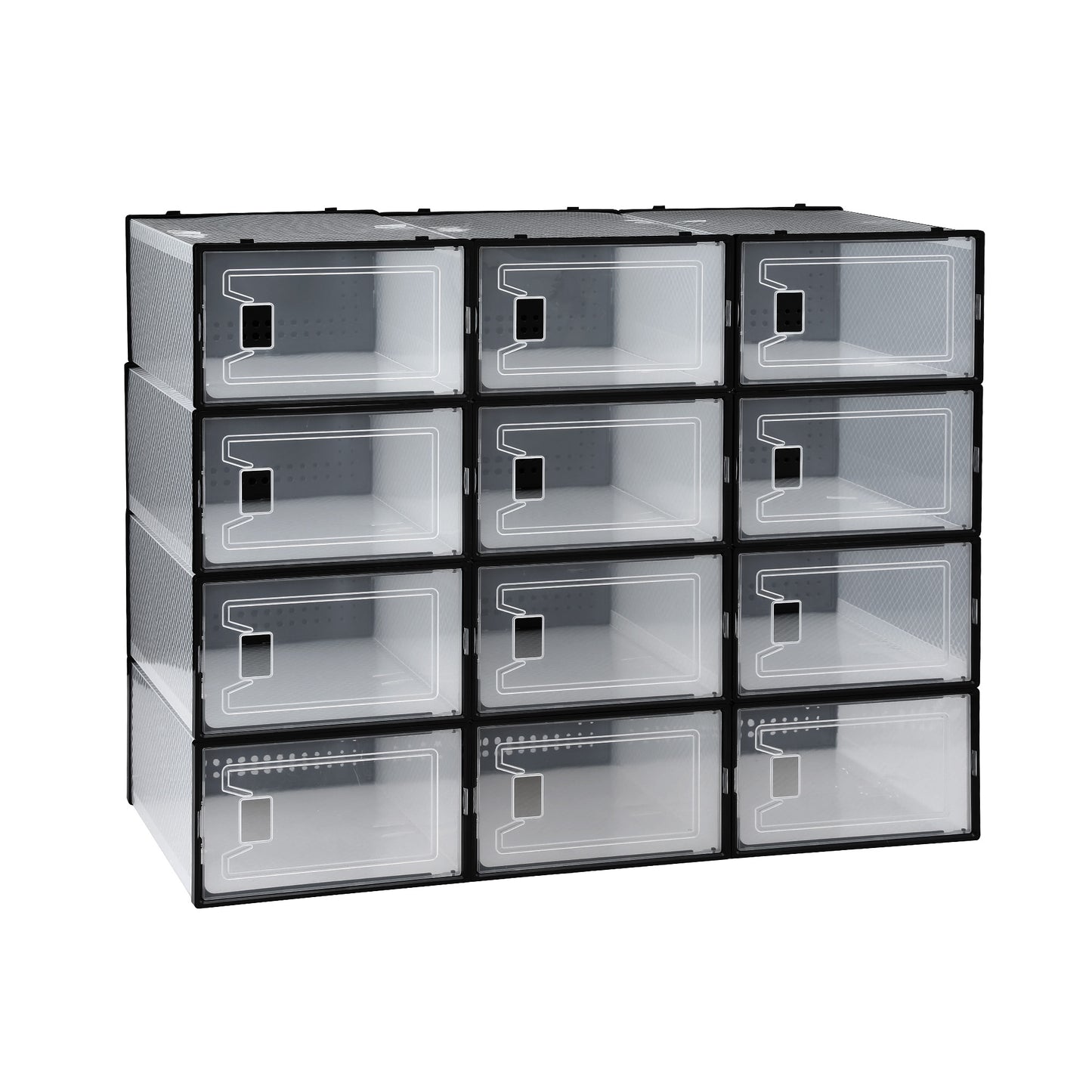 Artiss Shoe Storage Box DIY Set of 12 Stackable Black