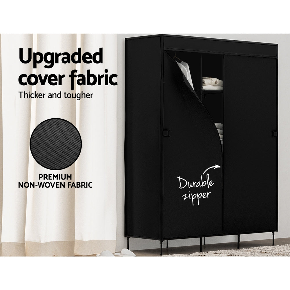 Artiss Large Portable Clothes Closet Wardrobe with Shelf Black-7