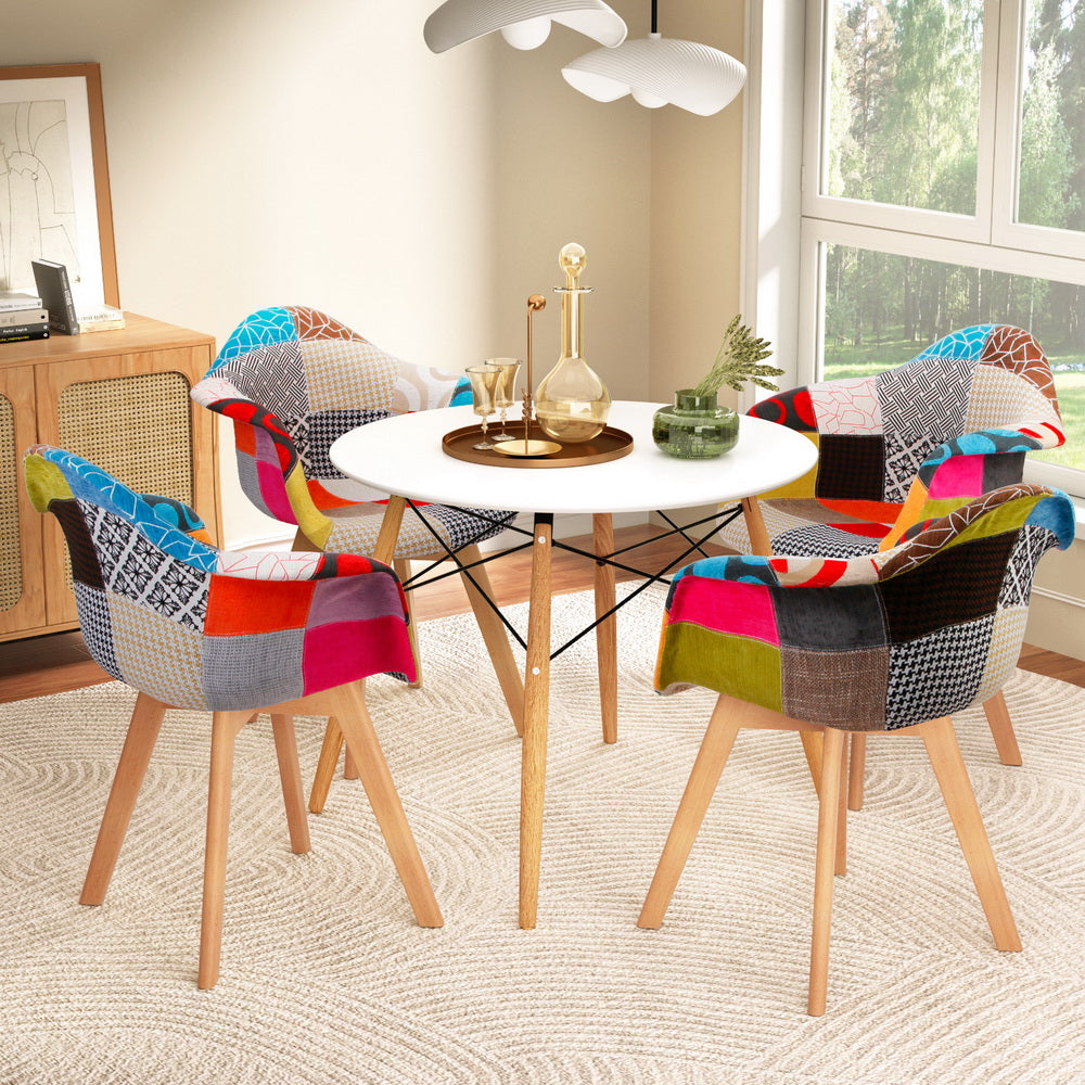 1 Artiss Dining Table and 4 Chairs Set DSW White-7