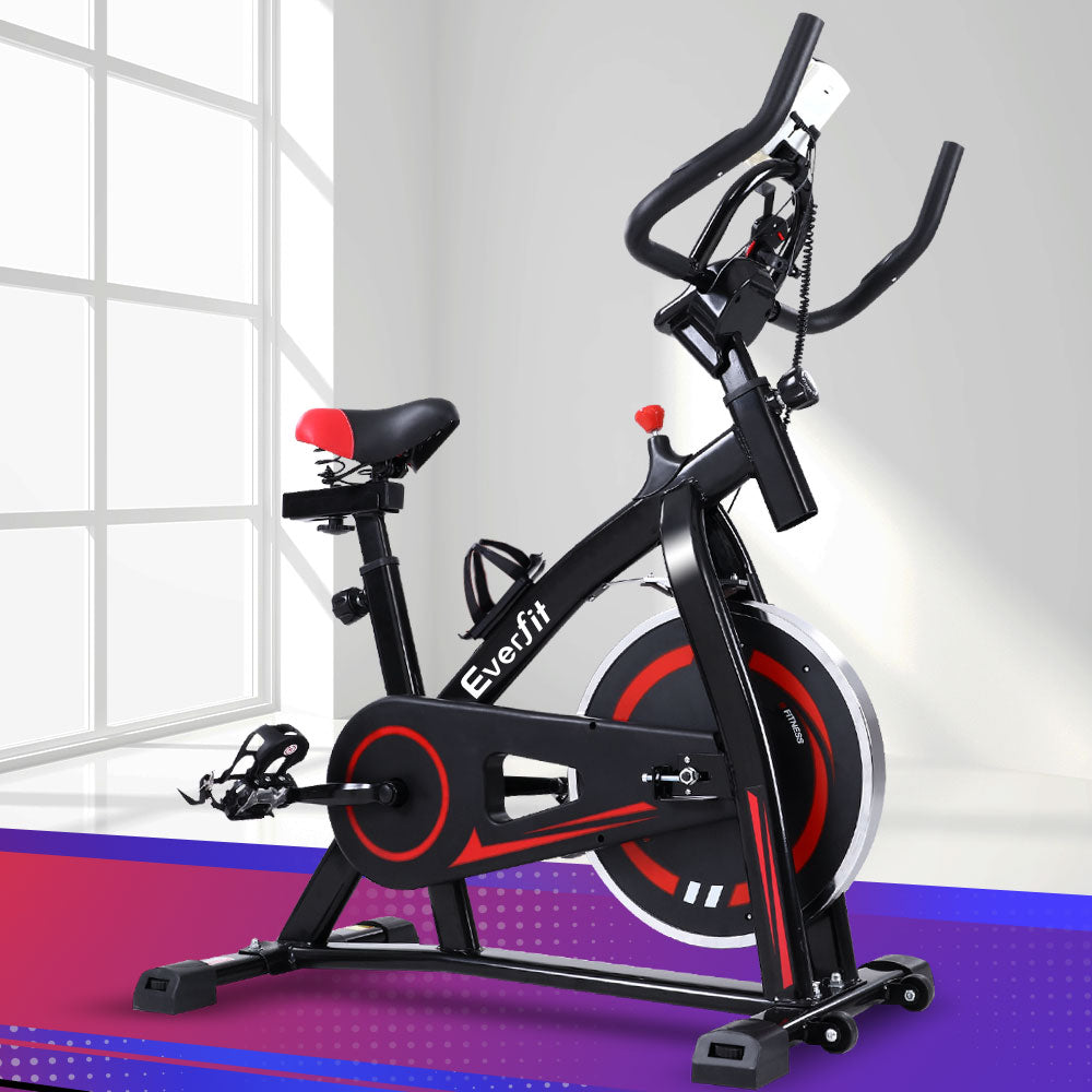 Spin Exercise Bike Flywheel Fitness Commercial Home Workout Gym Machine Bonus Phone Holder Black-6