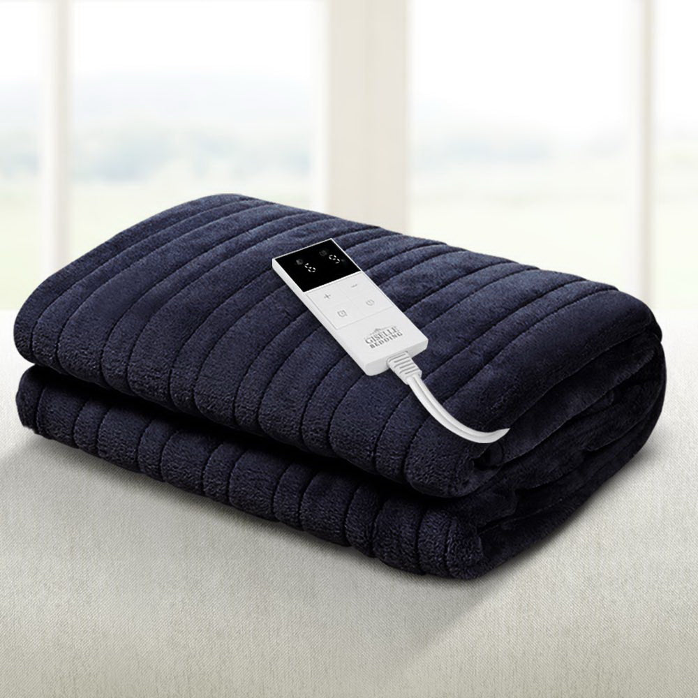 Giselle Bedding Heated Electric Throw Rug Fleece Sunggle Blanket Washable Charcoal-7