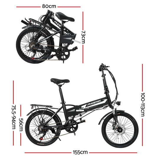 Phoenix 20 Inch Electric Bike Folding Urban Bicycle eBike Removable Battery-1