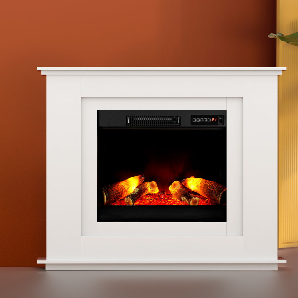 Devanti Electric Fireplace Fire Heater 2000W White-6