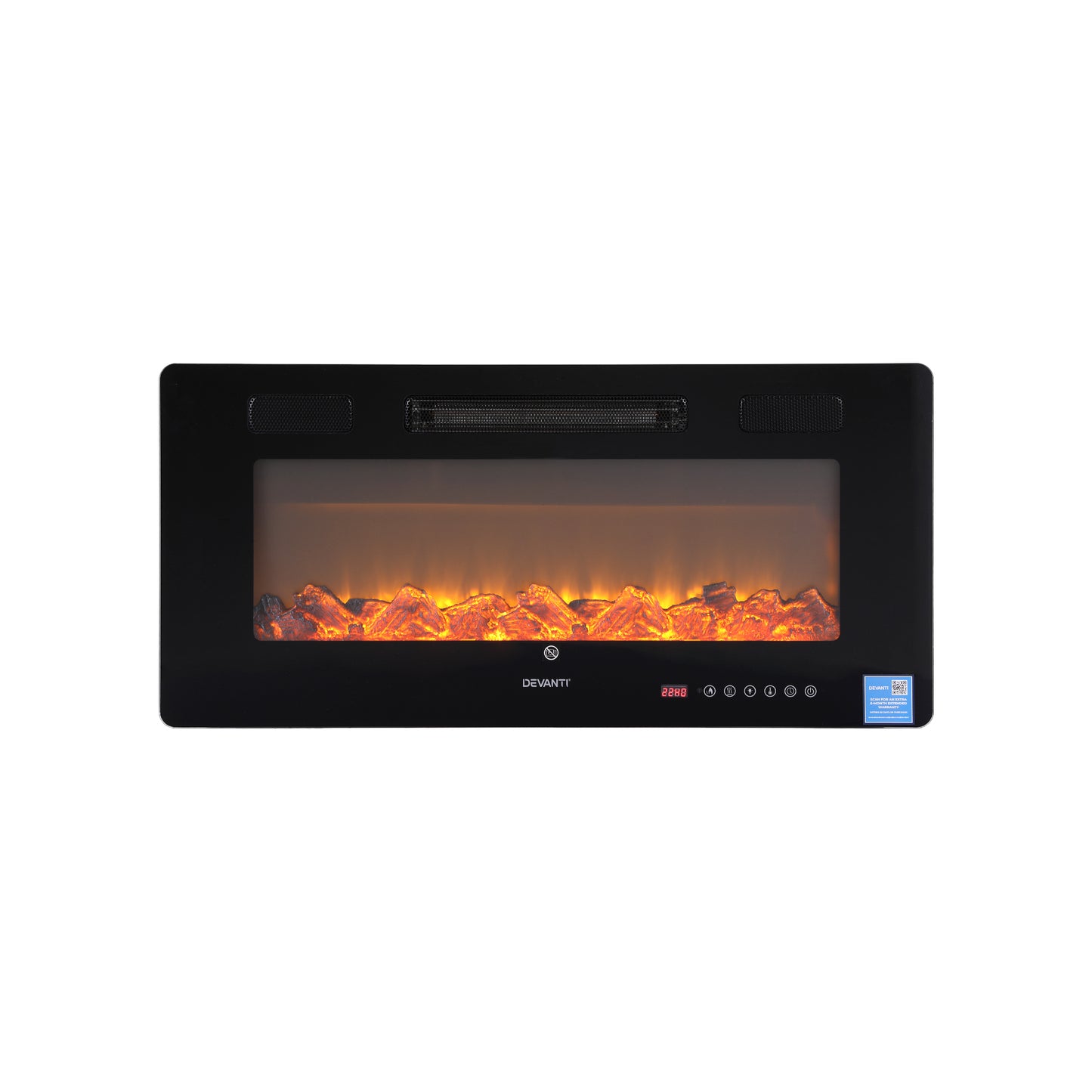 Devanti Electric Fireplace Fire Heater Wall Mounted Insert 3D Flame 1800W Remote Control