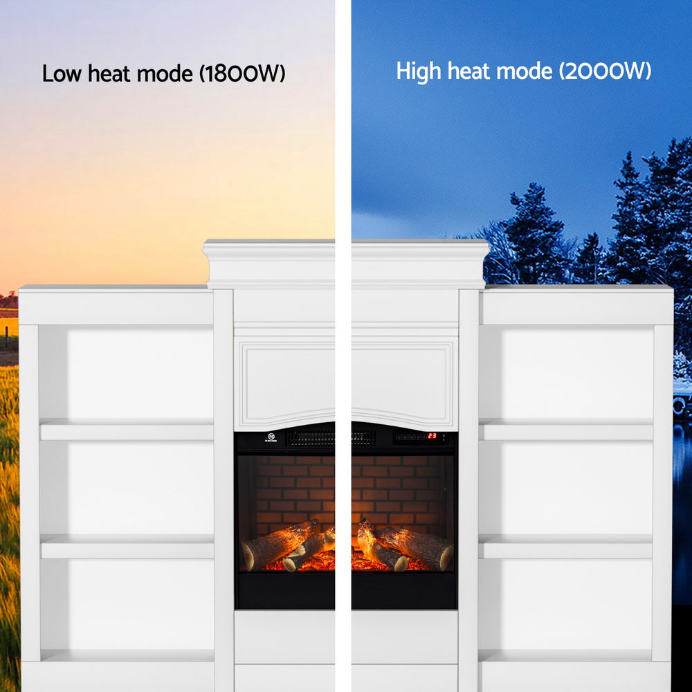 Devanti 2000W Electric Fireplace Fire Heater White-7
