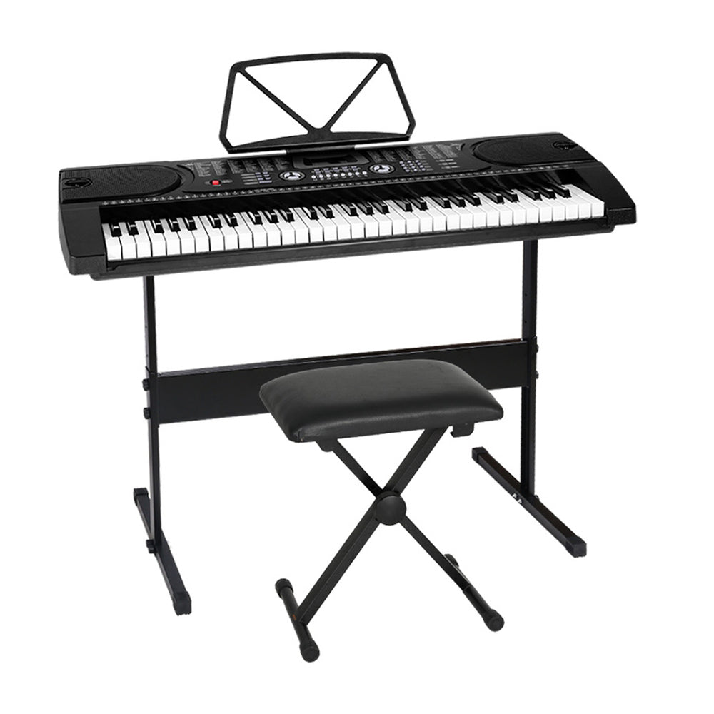 Alpha 61 Keys Electronic Piano Keyboard Digital Electric w/ Stand Stool Black-6