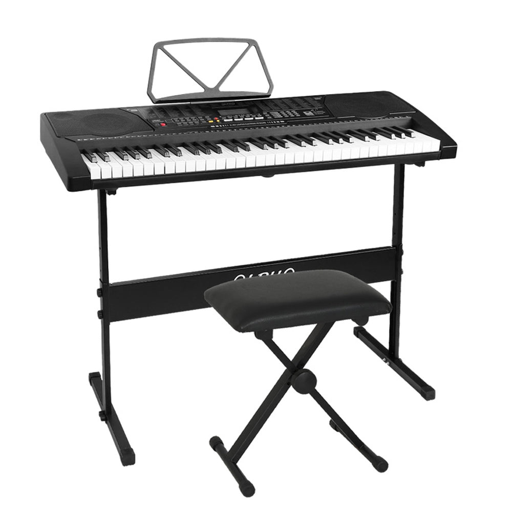 Alpha 61 Keys Electronic Piano Keyboard Digital Electric w/ Stand Stool Lighted-6