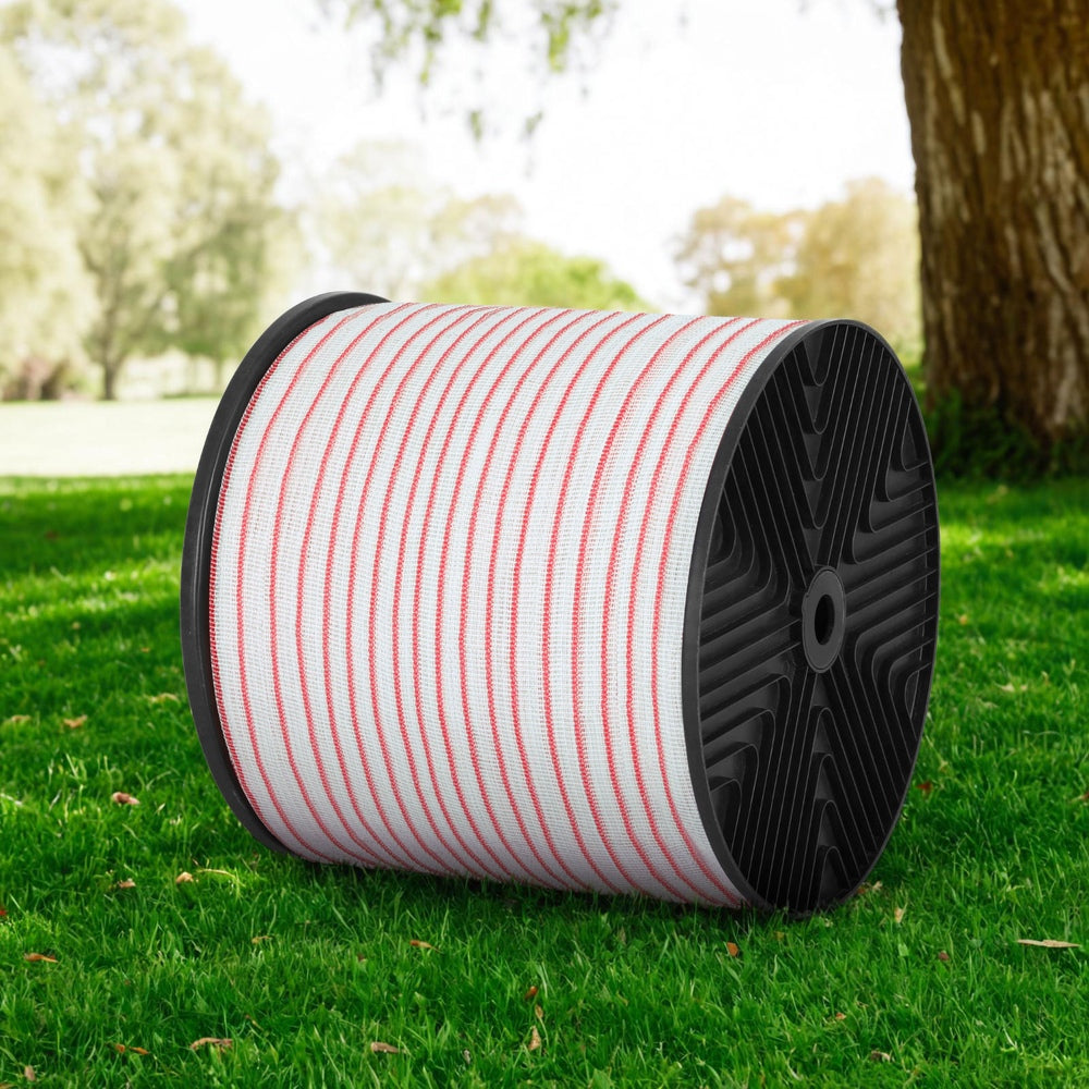 Giantz Electric Fence Tape Polytape 400M Electric Fence Wire Red White-6