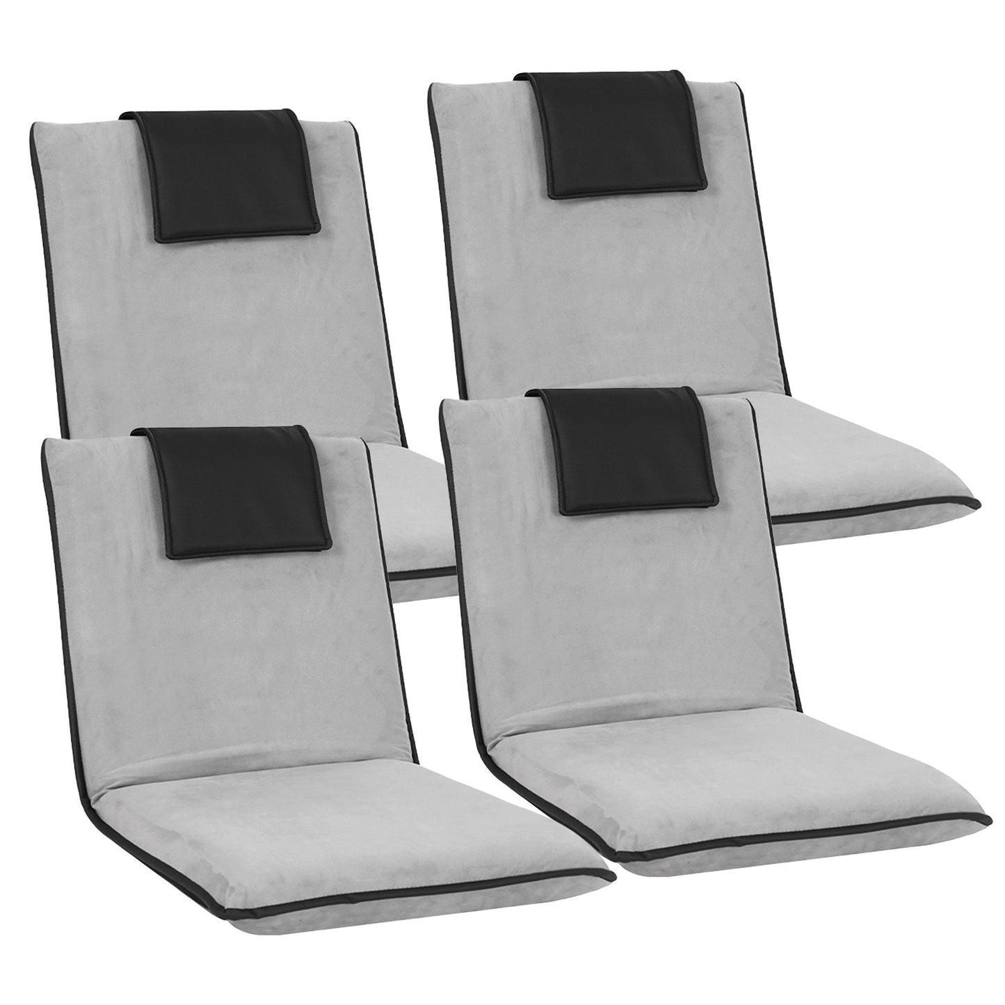 Artiss 4X Floor Lounge Sofa Bed Floor Cushion Velvet Grey-6