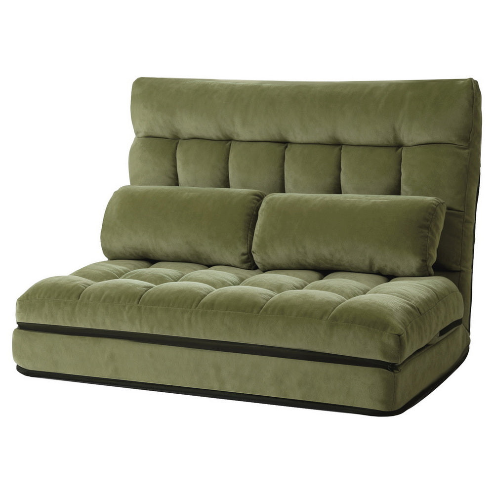 ArtissLounge Sofa Bed 2 seater Green Fabric-6
