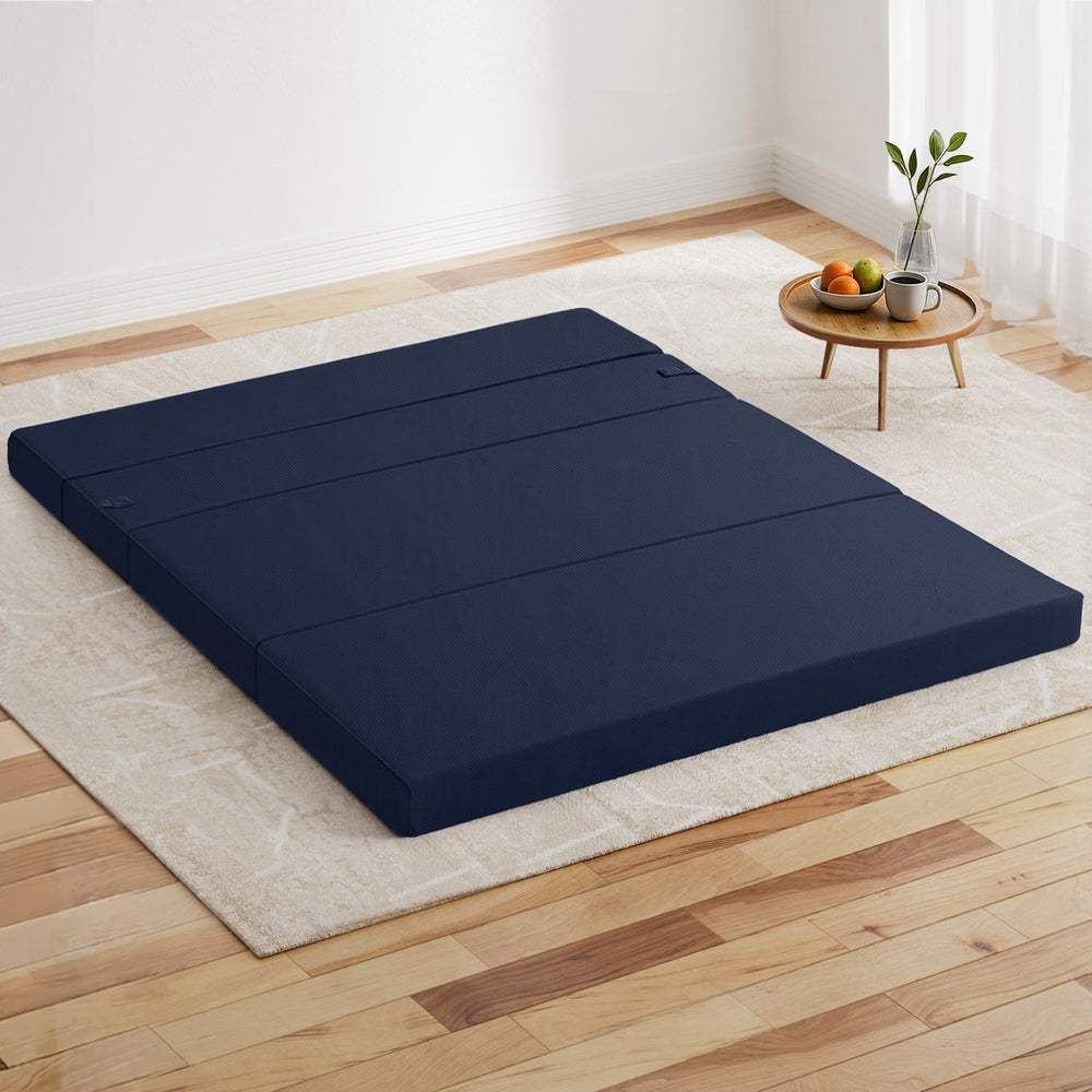 Giselle Foldable Mattress Folding Foam Mattresses Portable Floor Mat Blue Double-6