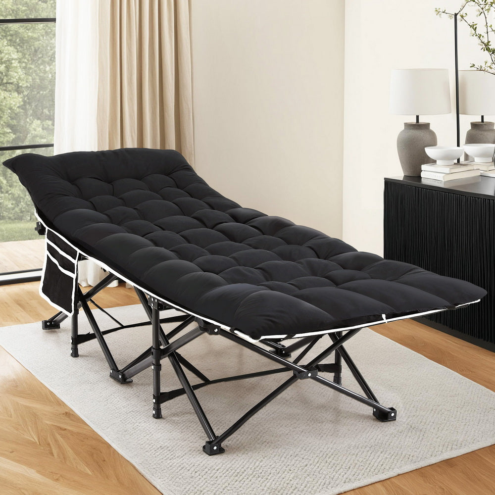 Artiss Folding Bed With Mattress Heavy Duty Black 185CM-6