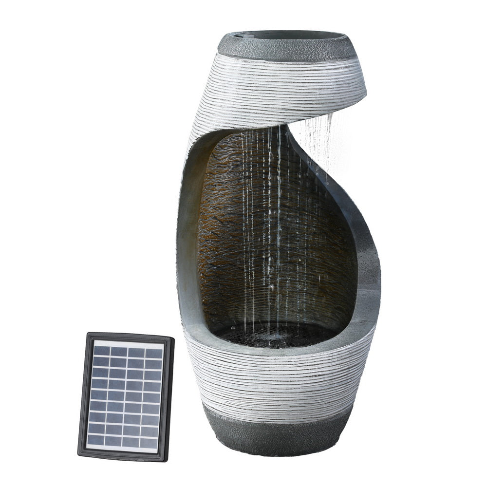 Gardeon Solar Fountain Water Feature Bird Bath Outdoor Garden Cascade 48CM Grey-6
