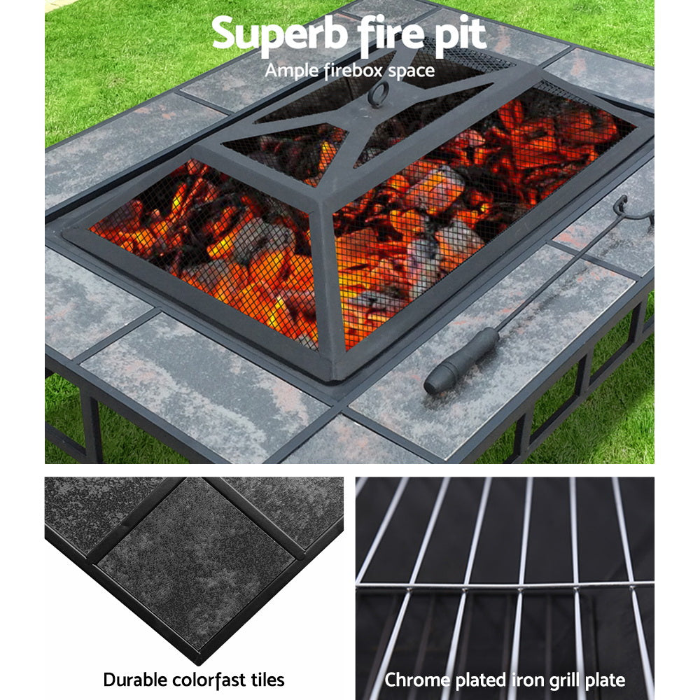 Grillz Fire Pit BBQ Grill Ice Bucket 3-In-1 Table-5