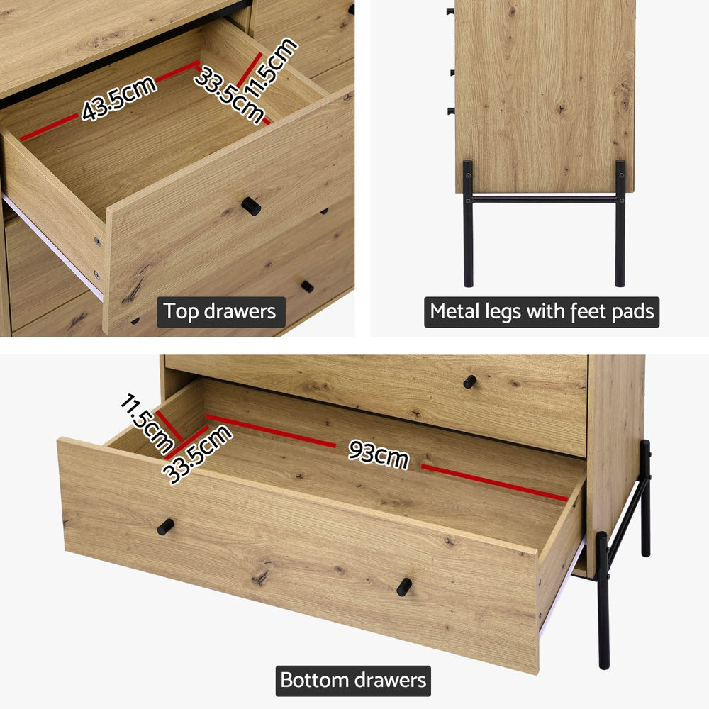 Artiss 5 Chest of Drawers - ARNO Pine-7