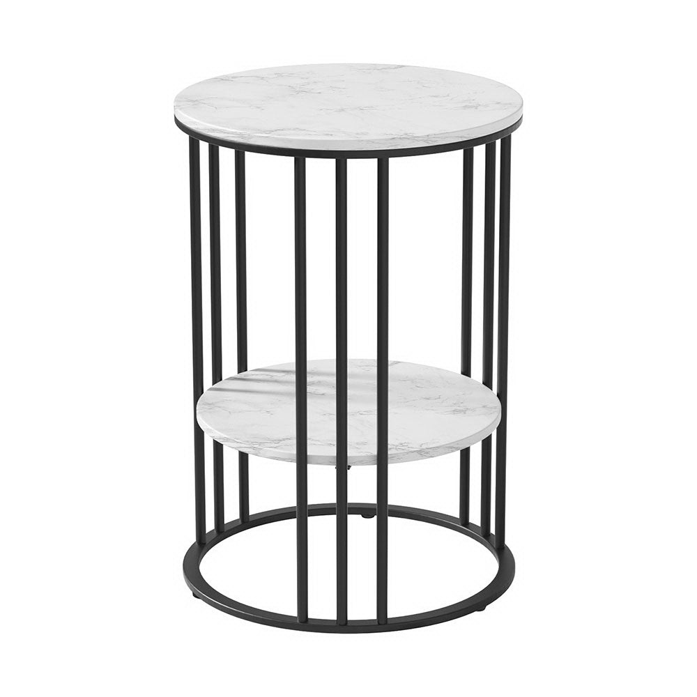 Artiss Coffee Table 2-Tier Round Marble Effect-6