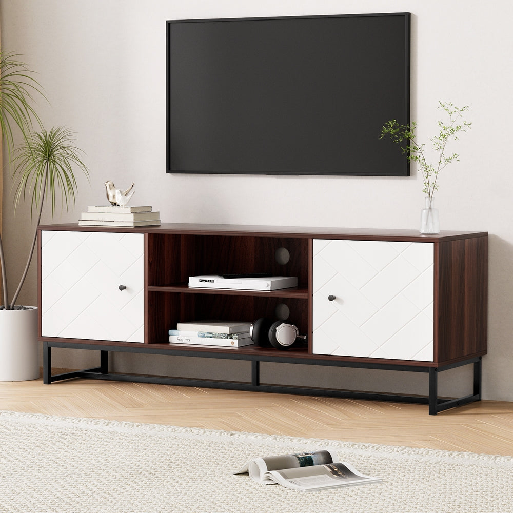 Artiss TV Unit 150cm Storage Shelves Walnut White-7