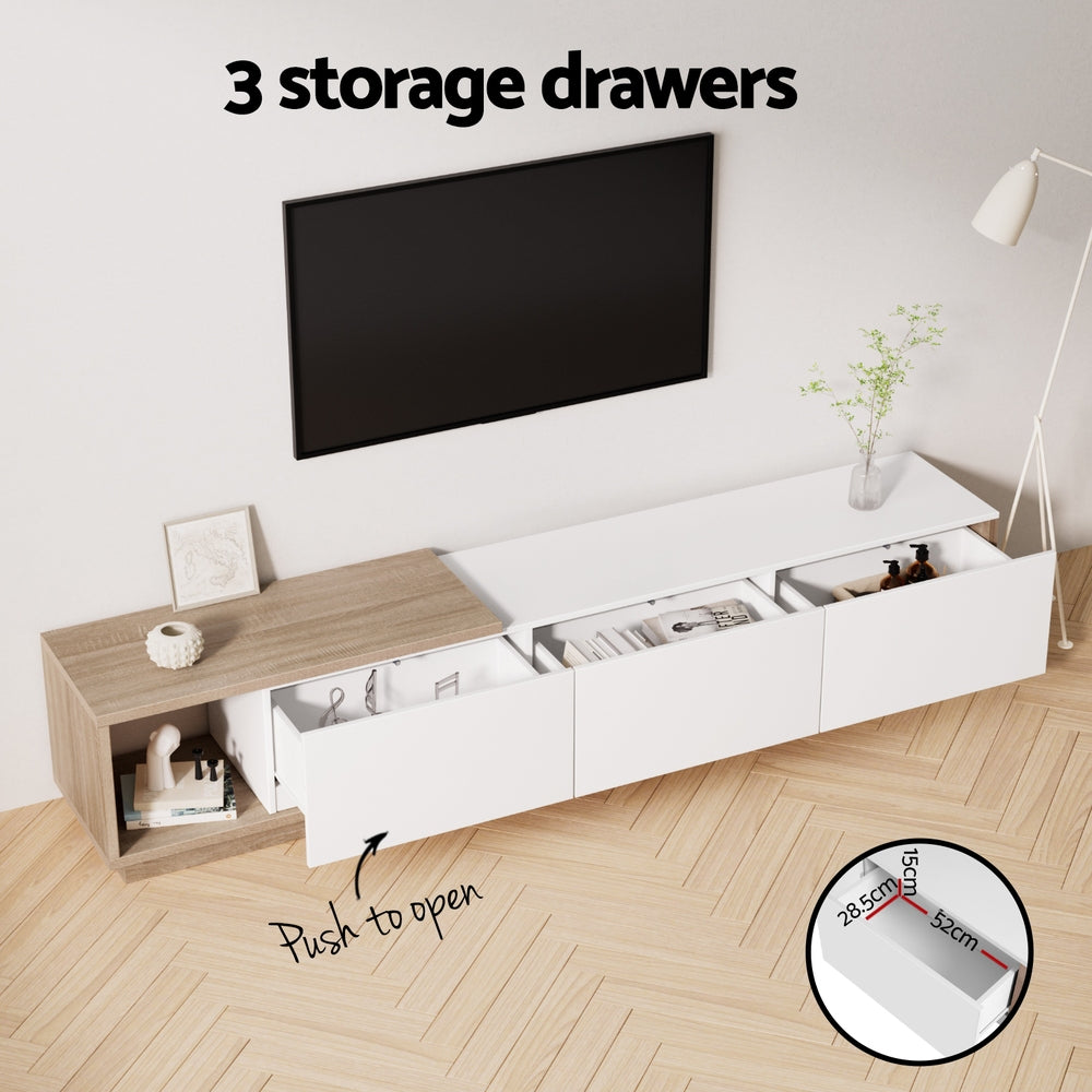 Artiss TV Cabinet Entertainment Unit Stand Extendable White Oak-7