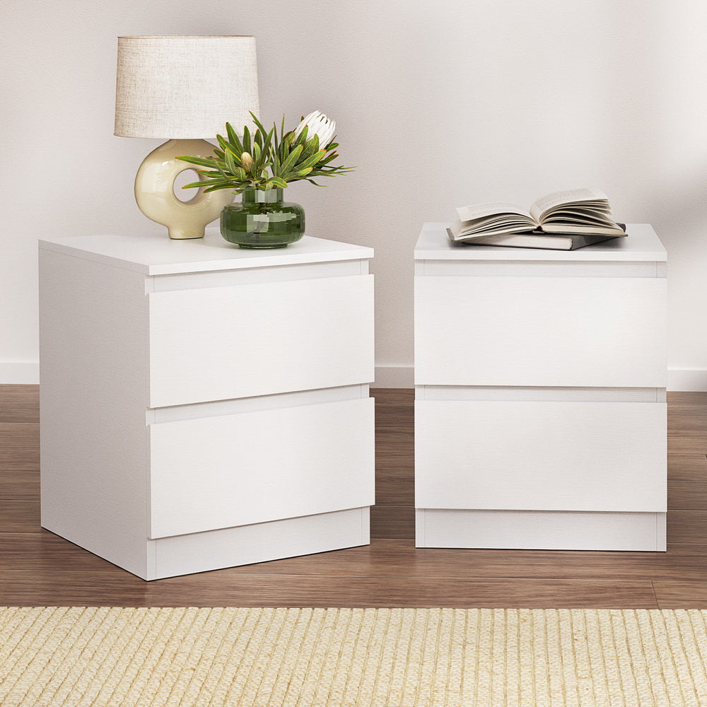Artiss 2x Bedside Table 2 Drawers - PEPE White-7