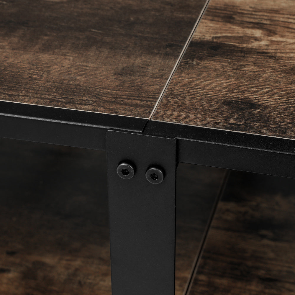 Artiss Entertainment Unit TV Stand 3-tier Display Shelves Vintage Rustic Walnut-5