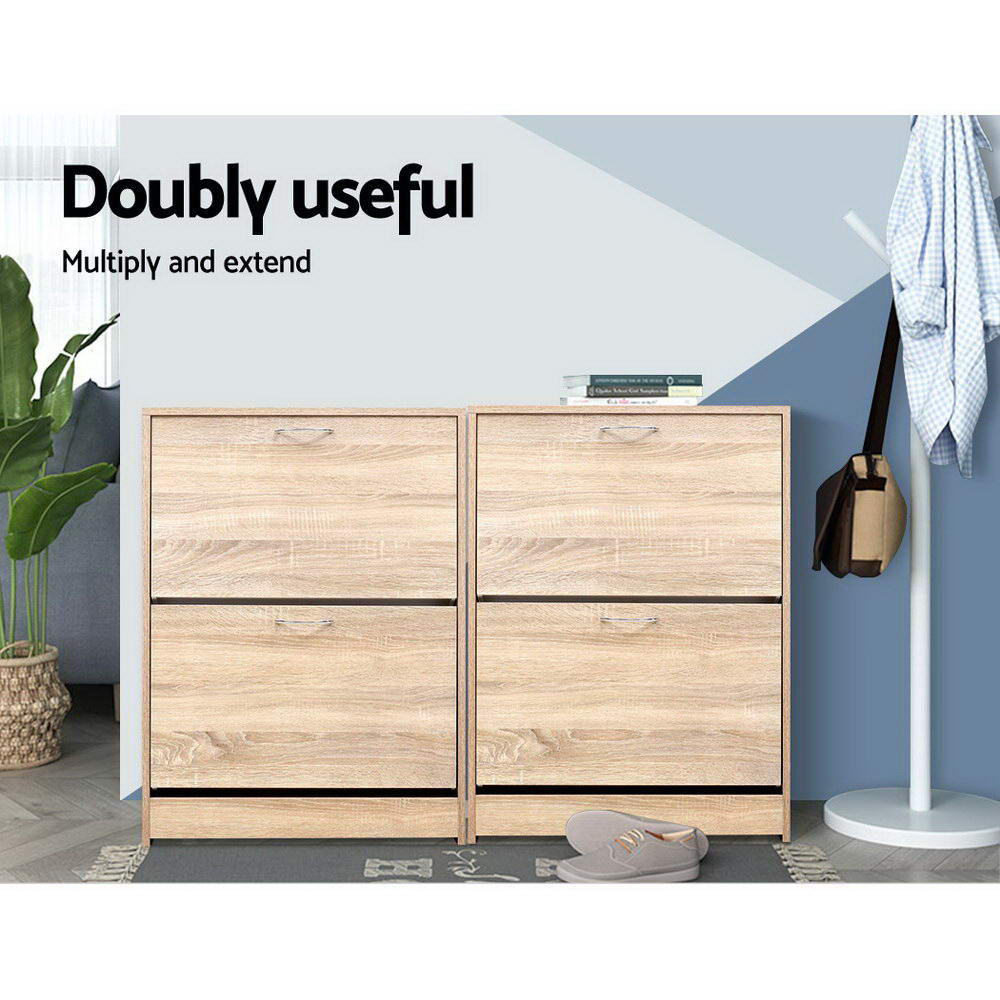 Artiss Shoe Rack Cabinet 24 Pairs 3-tier Wood Nina-7