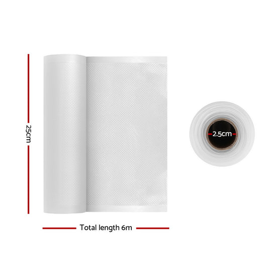 6 Rolls Food Vacuum Sealer Bags Storage Saver Heat Sealing Bag Pack 25CMX6M-1