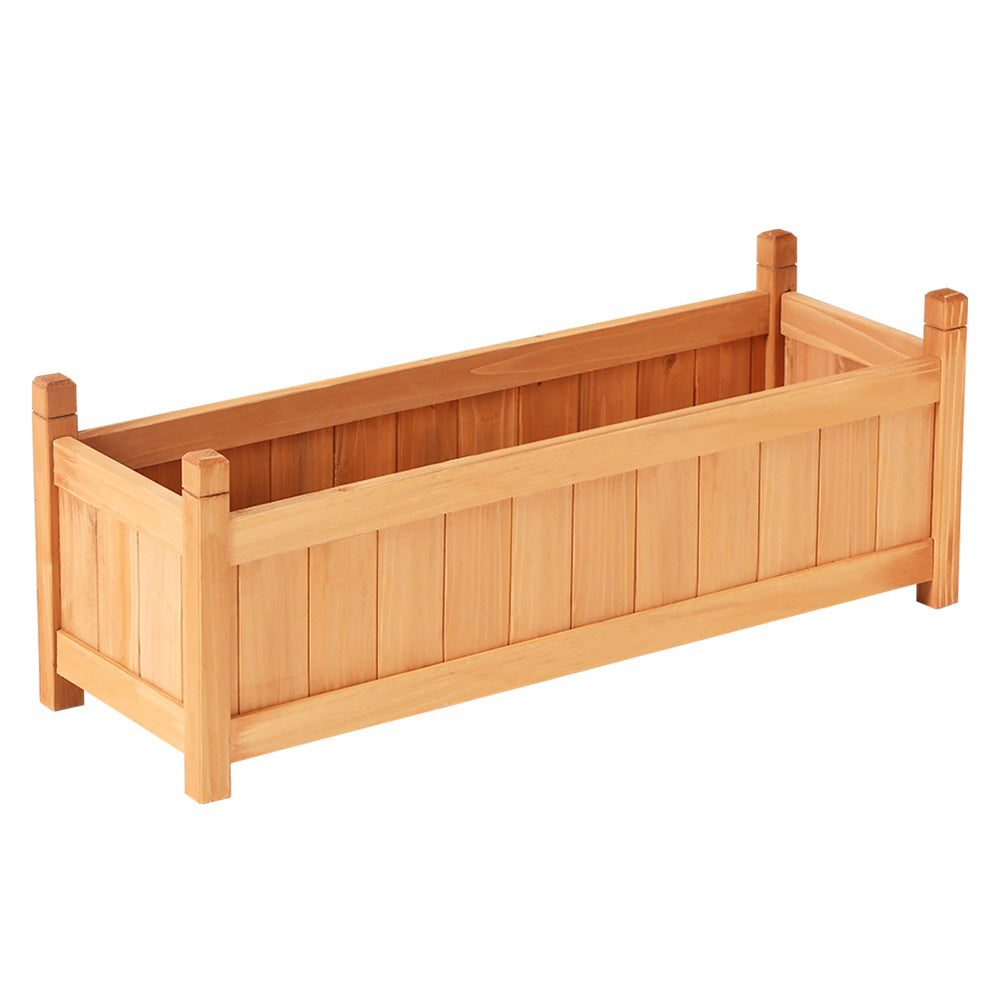 Green Fingers Garden Bed 90x30x33cm Wooden Planter Box Raised Container Growing-6