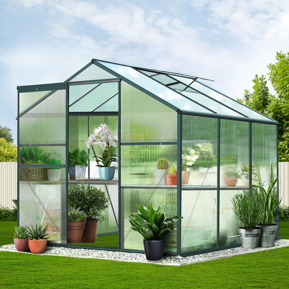 Greenfingers Greenhouse 1.9x1.9x1.83M Aluminium Polycarbonate Green House Garden Shed-6