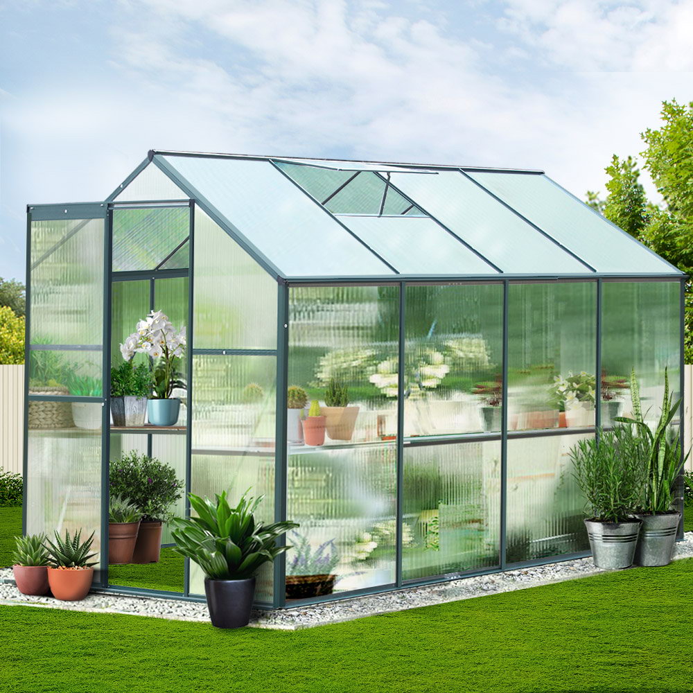 Greenfingers Greenhouse 2.52x1.9x1.83M Aluminium Polycarbonate Green House Garden Shed-6