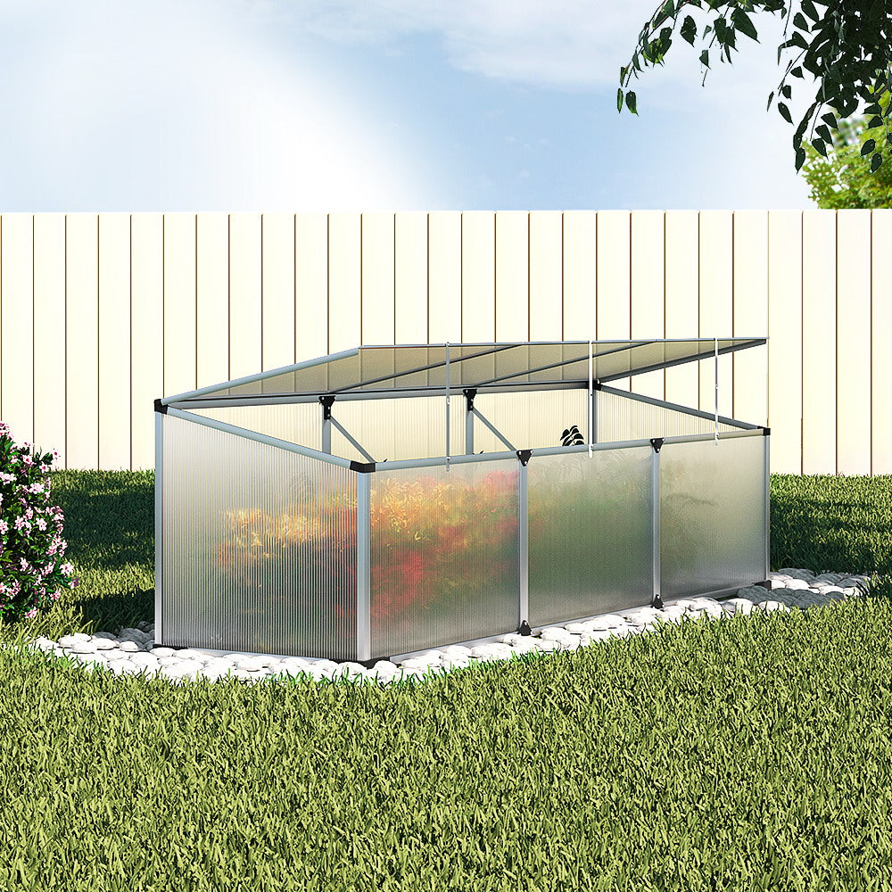 Green Fingers Greenhouse 180x50x50CM Cold Frame Plant Grow Aluminium Polycarbonate Green House-7