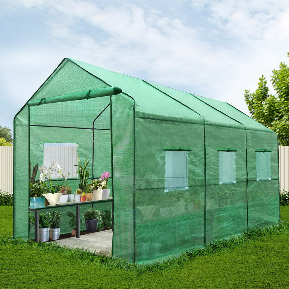 Greenfingers Greenhouse 3.5x2x2M Walk in Green House Tunnel Plant Garden Shed-7
