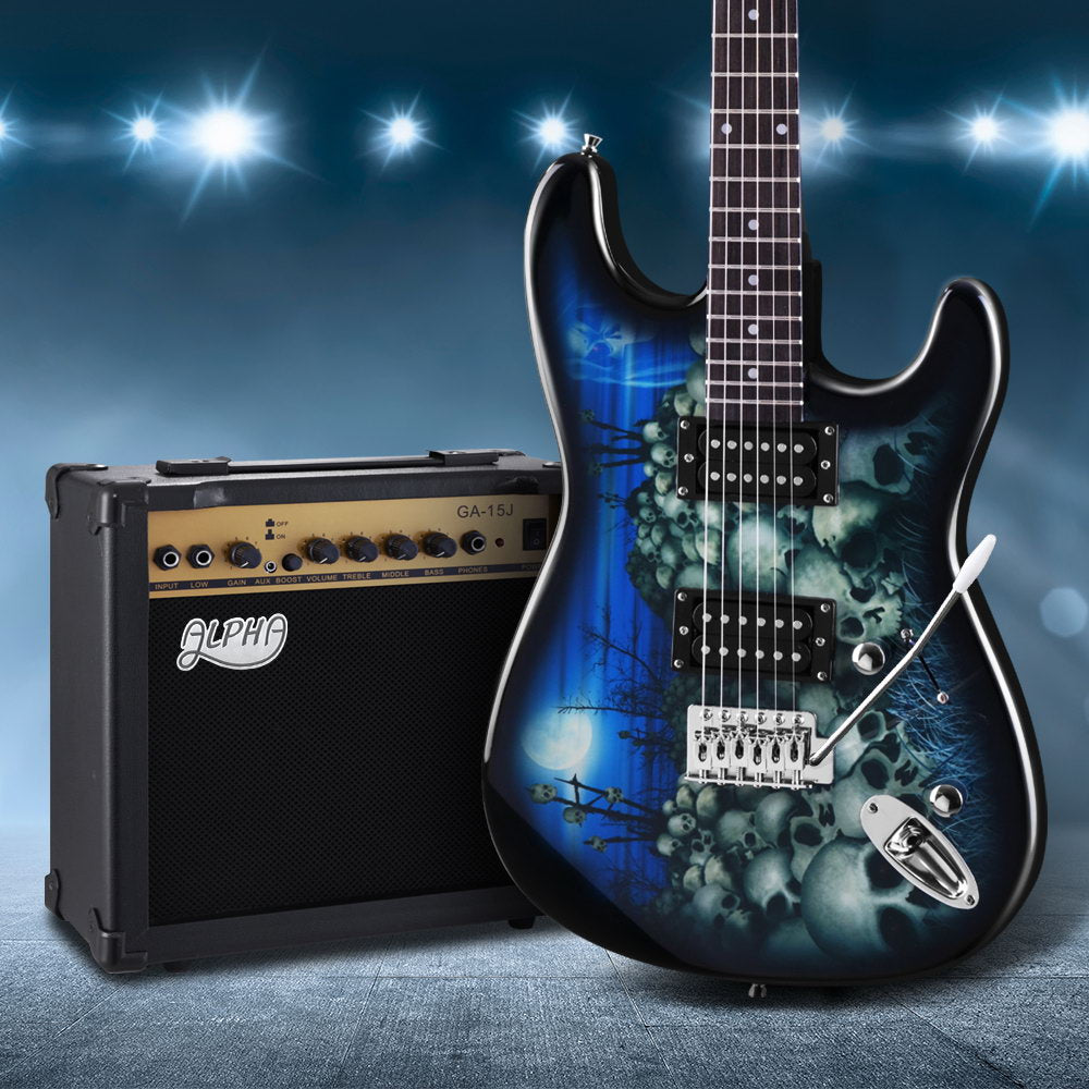 Alpha 41 Inch Electirc Guitar Humbucker Pickup Switch Amplifier Black-7