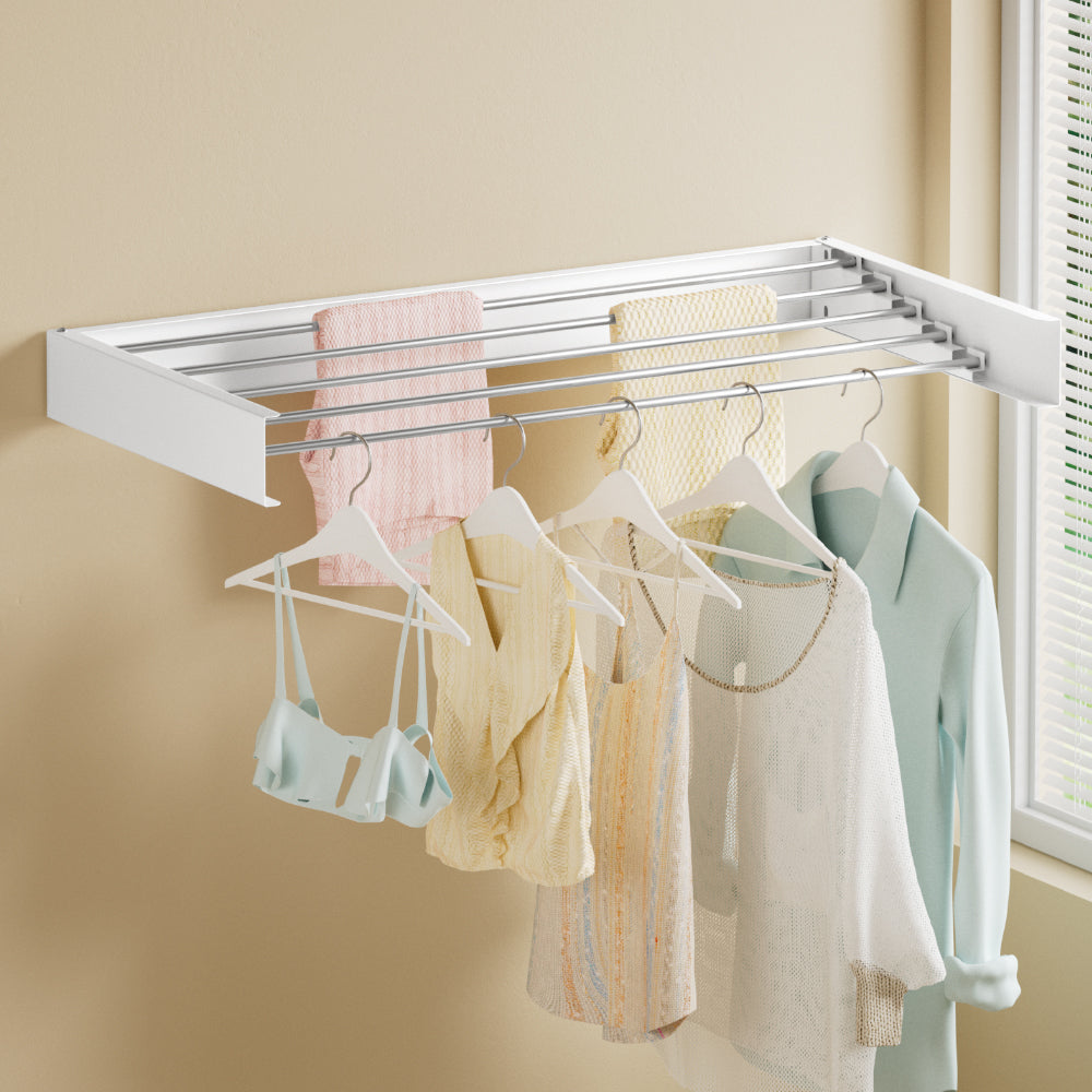 Artiss Clothes Rack Wall Mounted Airer Foldable White-6