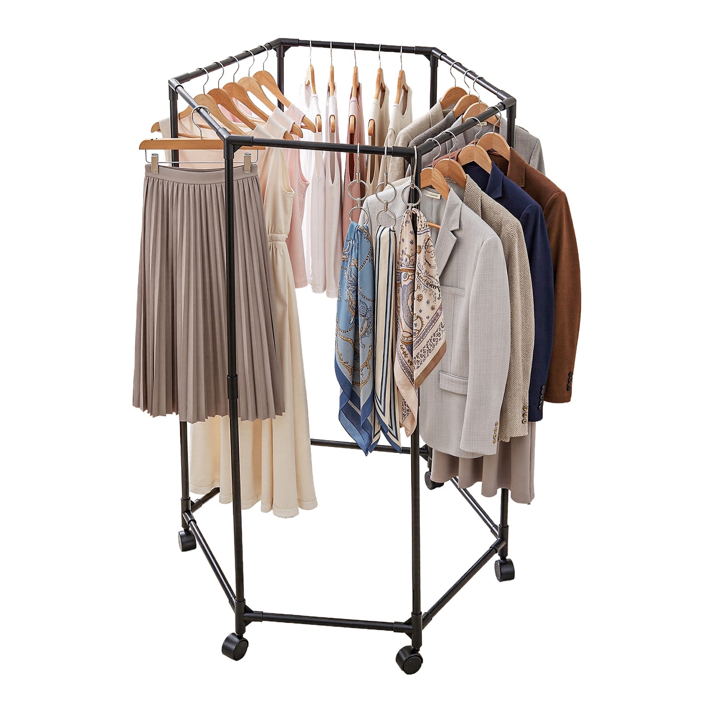 Artiss Clothes Rack Airer Rail Coat Stand Wheels 6 Rods