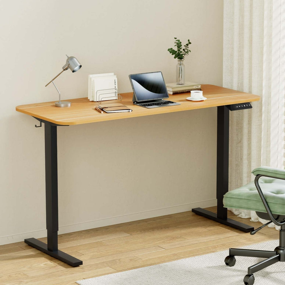 Artiss Electric Standing Desk 140cm Adjustable Height Motorised Home Office Desk Oak Black-6