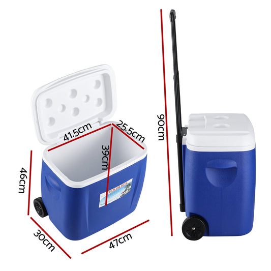 Glacio 38L Portable Ice Cooler Box With Wheels Camping Fridge-1