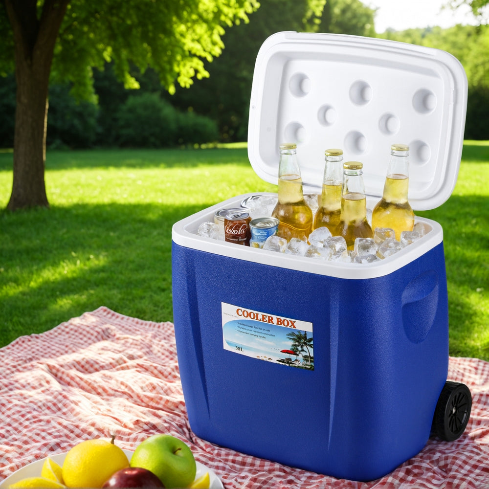 Glacio 38L Portable Ice Cooler Box With Wheels Camping Fridge-6