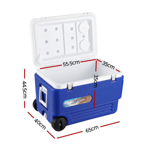 Glacio 60L Portable Ice Cooler Box With Wheels Camping Fridge-1