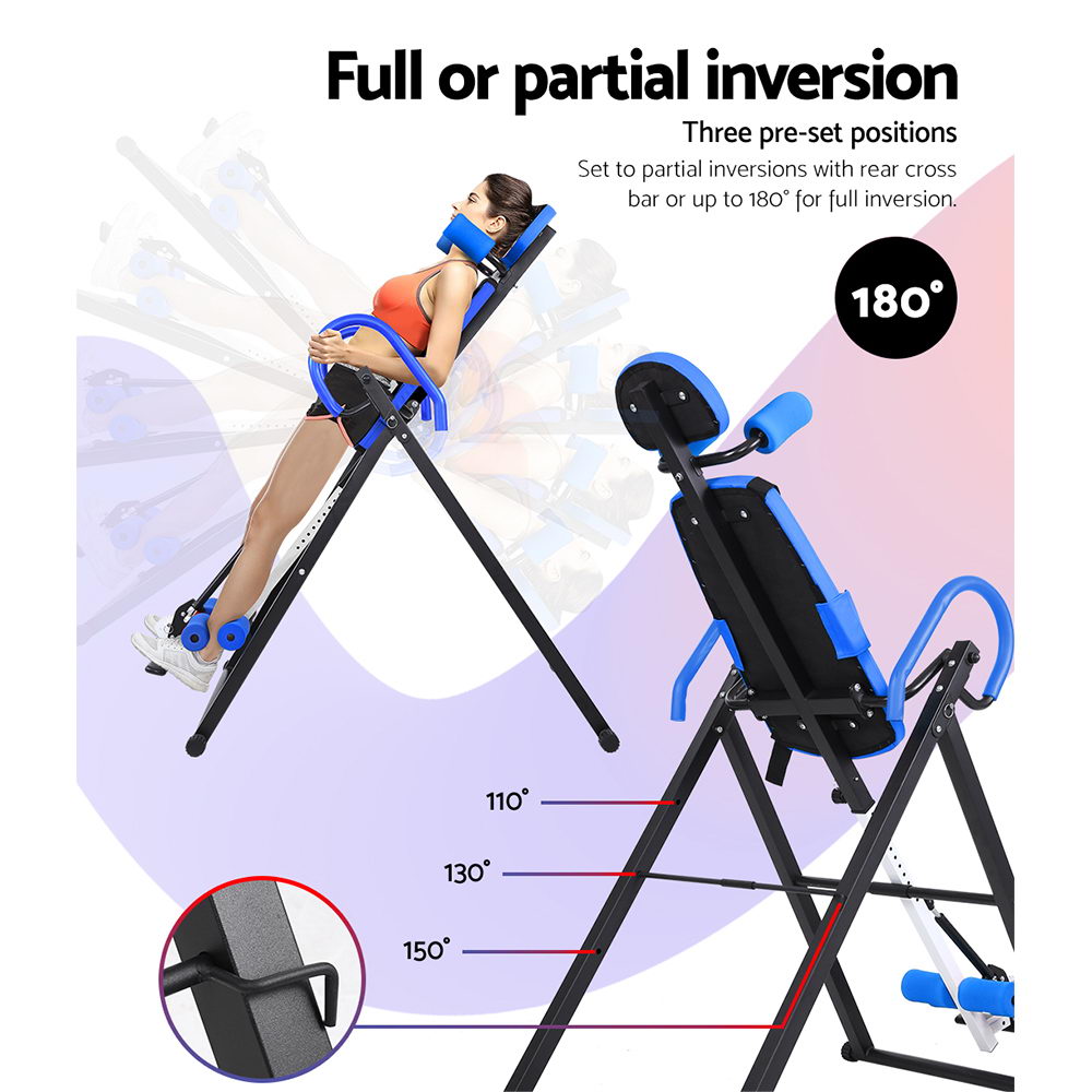 Everfit Inversion Table Gravity Exercise Inverter Back Stretcher Home Gym Blue-5