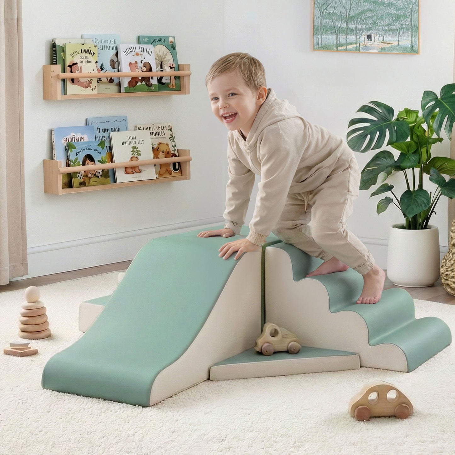 Keezi Kids Climbing Blocks 4-Piece Foam Toddler Playset Soft Indoor Climbing Toy Rocker-8