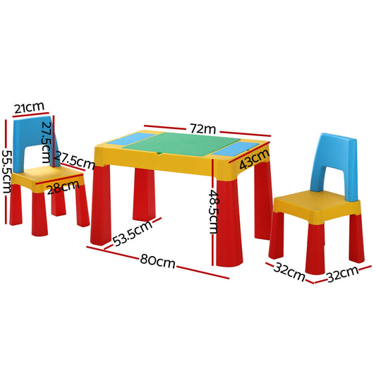 Keezi 3PCS Kids Table and Chairs Set Activity Toys Storage Box Desk Blocks-1