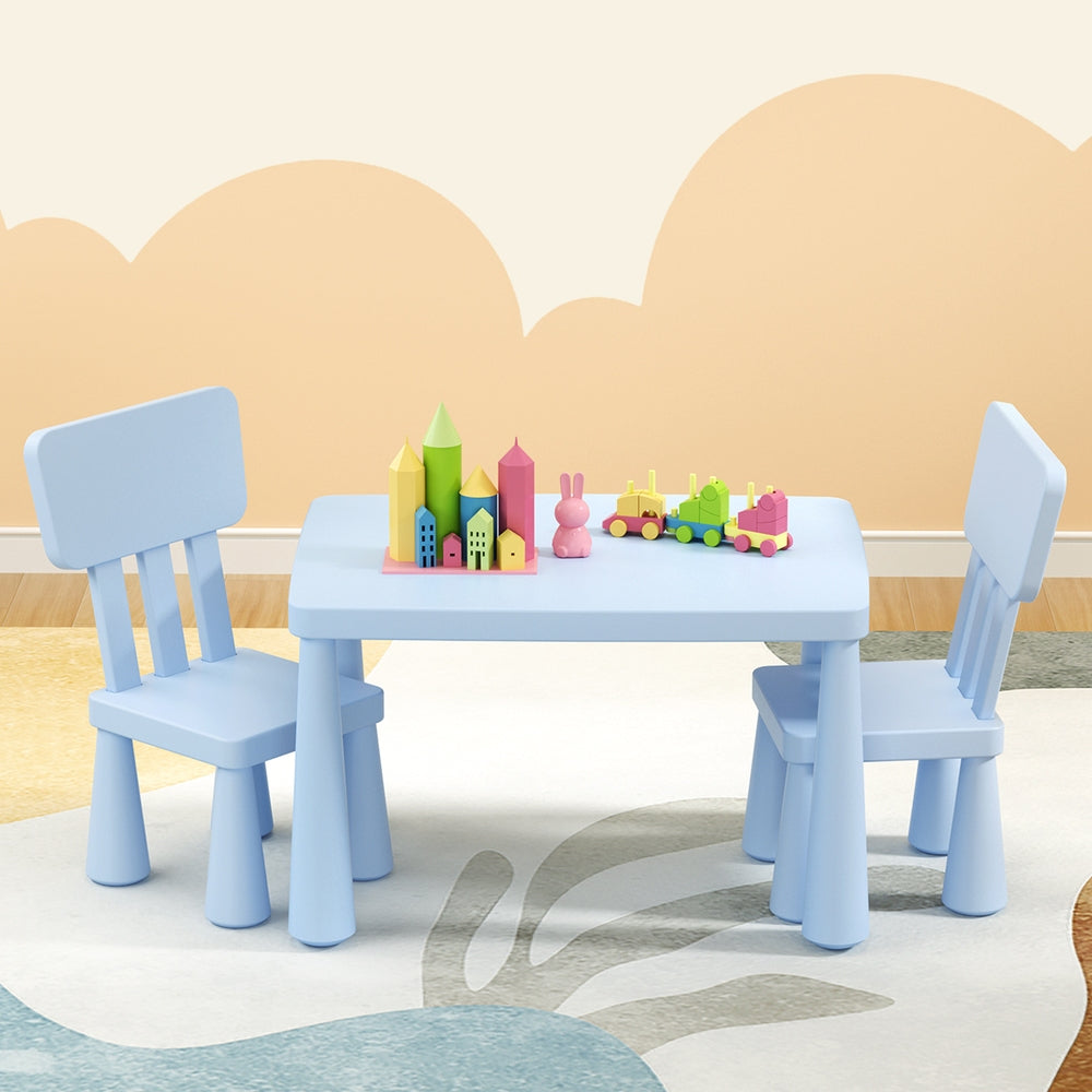 1 Keezi Kids Table and 2 Chairs Set Blue-6