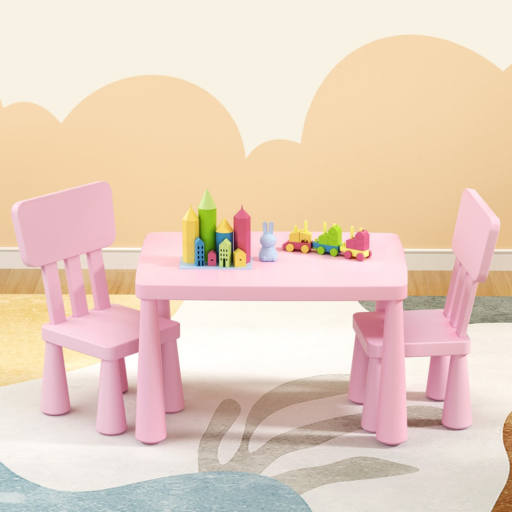 1 Keezi Kids Table and 2 Chairs Set Pink-6