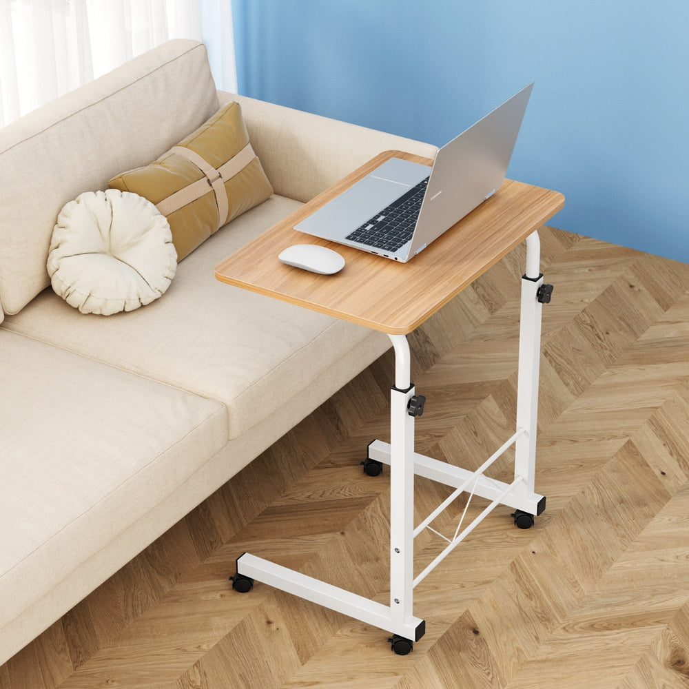 Artiss Laptop Desk Table Adjustable 60CM Light Wood-7