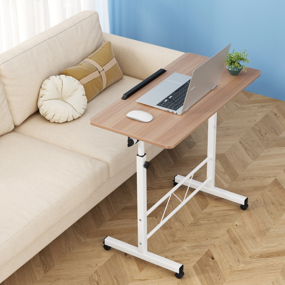 Artiss Laptop Desk Table Adjustable 80CM Light Wood-7