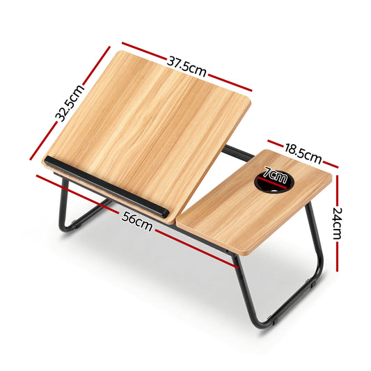 Artiss Laptop Desk Bed Table Foldable Portable Desktop Oak-1