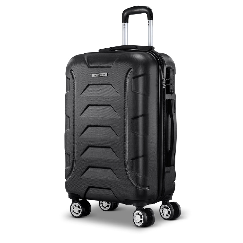 Wanderlite 20 Inch Luggage with Zipper Lock Travel Suitcase Carry On Hard Shell Luggage Case Black-7